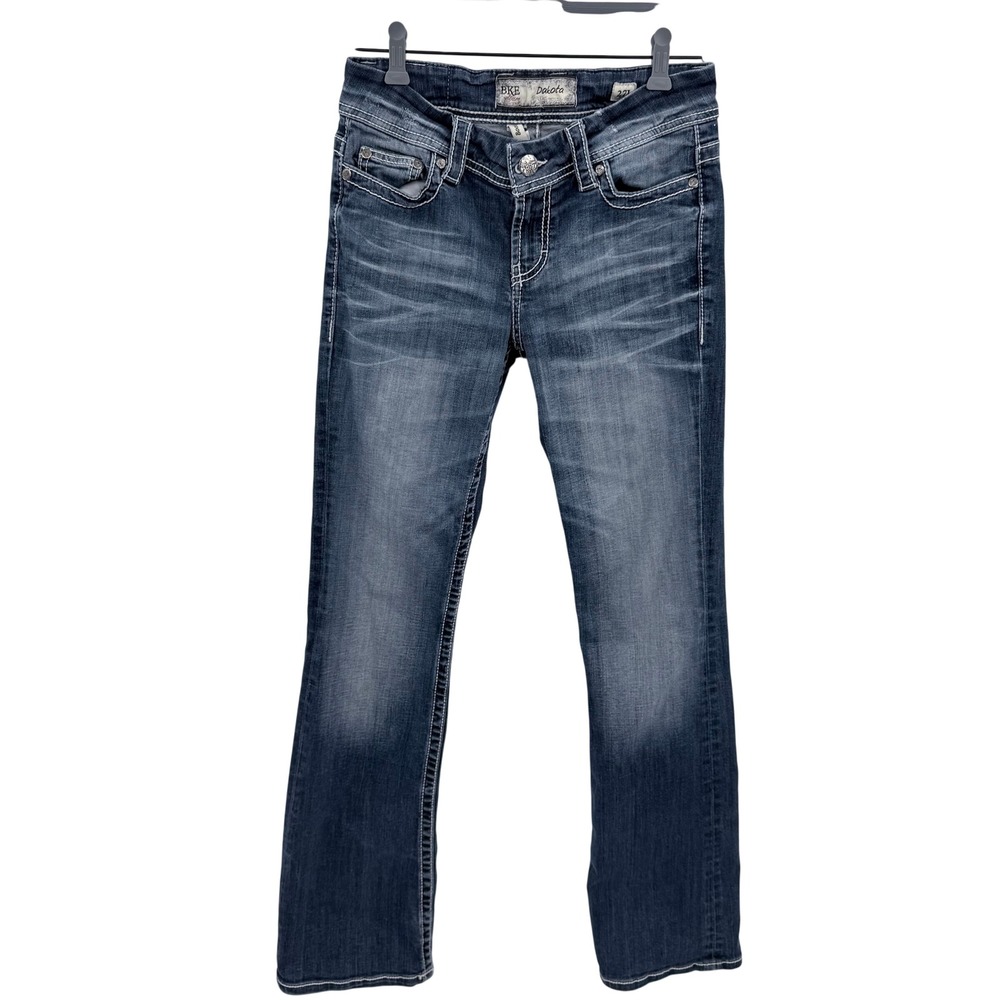 BKE Dakota Bootcut Jeans Medium Wash Blue Low Rise Size 27L Stretch Denim TALL